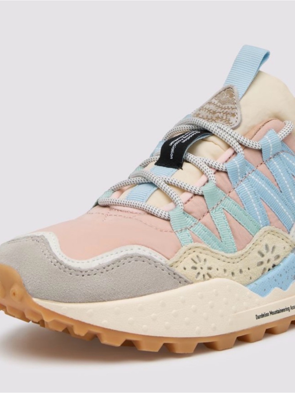 NWT Flower Mountain WASHI WOMAN Suede and technical fabric sneakers - Cream-Pink - Picture 3 of 14